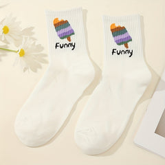 6 Pairs Cartoon Rainbow Socks Women's Stockings