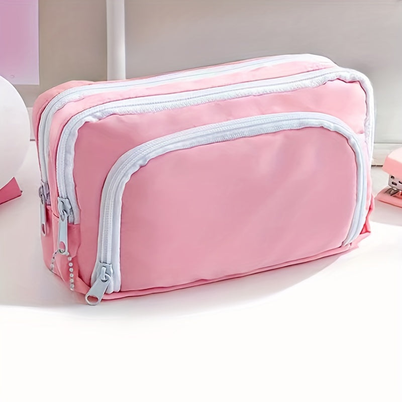 1pc Zipper Pencil Pouch School Supplies Stationery Holder Bag
