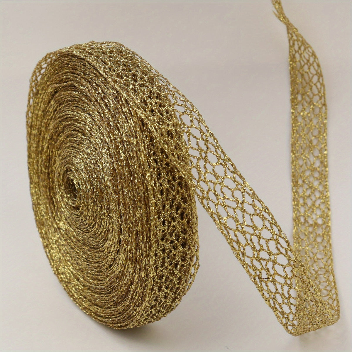 2 Yards Golden Lace Trim Crochet Lace Ribbon for Bridal Wedding D