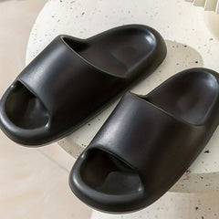 Women's Solid Flatform Slides Open Toe Soft Sole Slip On Sandals
