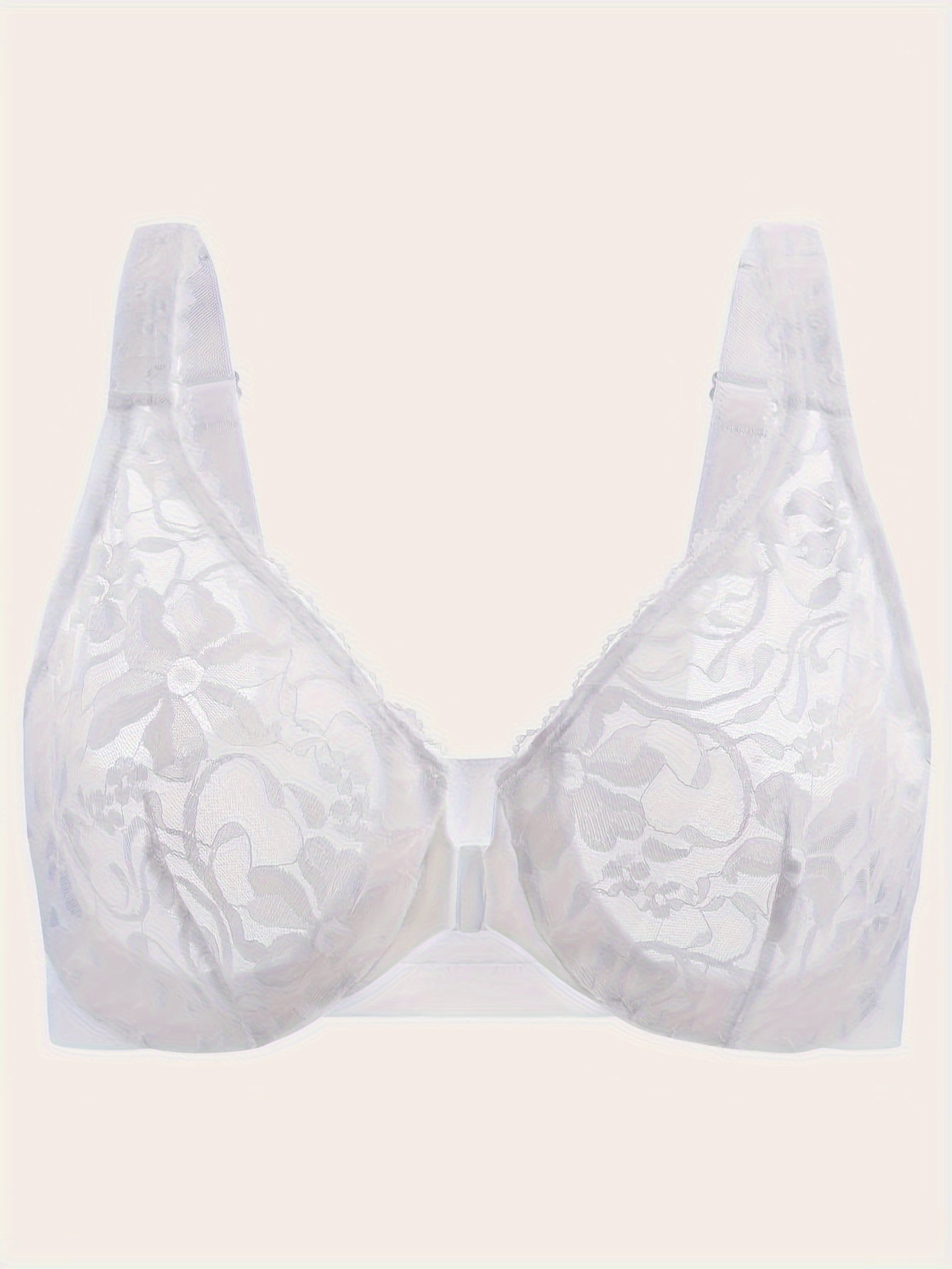  Floral Lace Front Closure Racer Back Underwire Bra