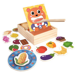 Colorful Bear Feeding Game Toy with Wooden Spoon