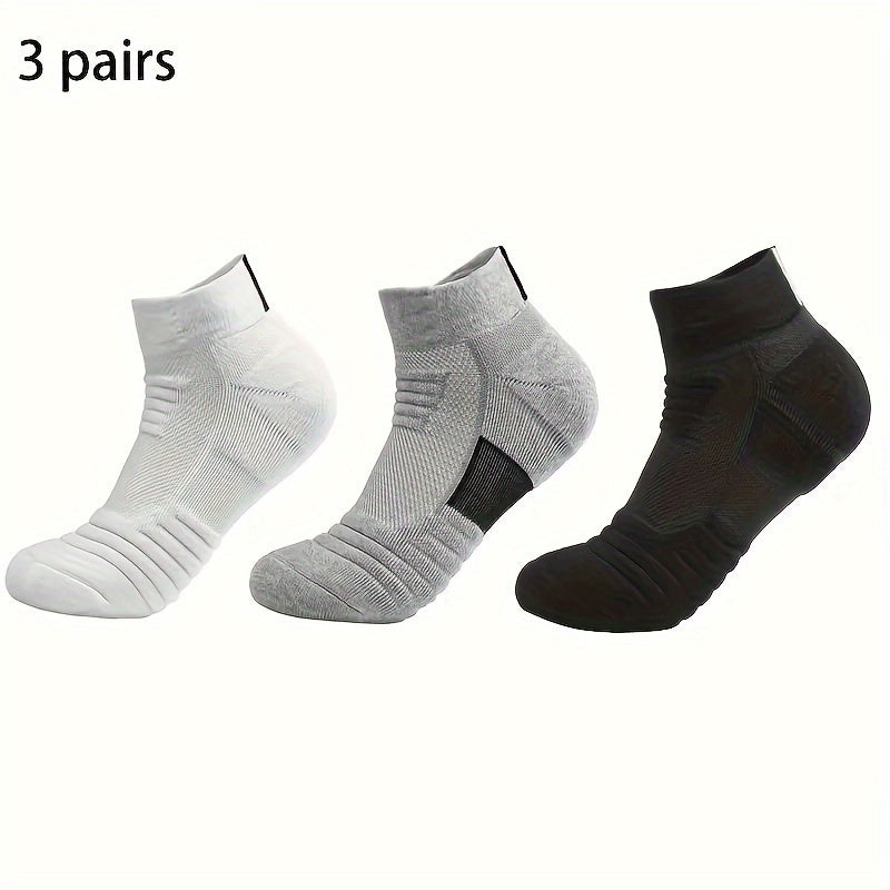 3 Pairs Men's Mid Crew Sport Socks Absorbent Breathable for Basketball Running