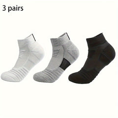 3 Pairs Men's Mid Crew Sport Socks Absorbent Breathable for Basketball Running