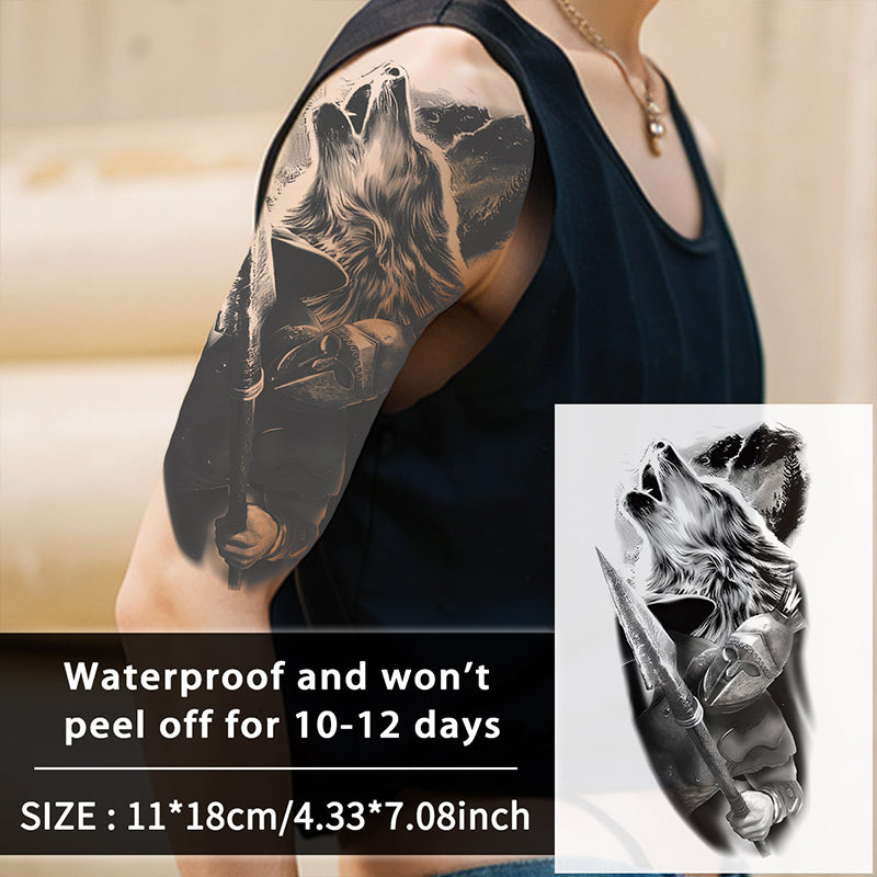 Realistic Howling Wolf Waterproof Tattoo Sticker