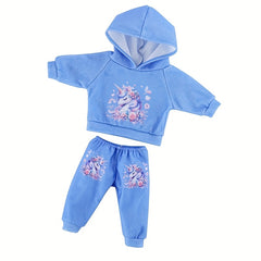 4-Piece Unicorn Hoodie Set for Toy Dolls