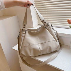 Classic PU Leather Tote Bag Large Capacity Zipper Handbag