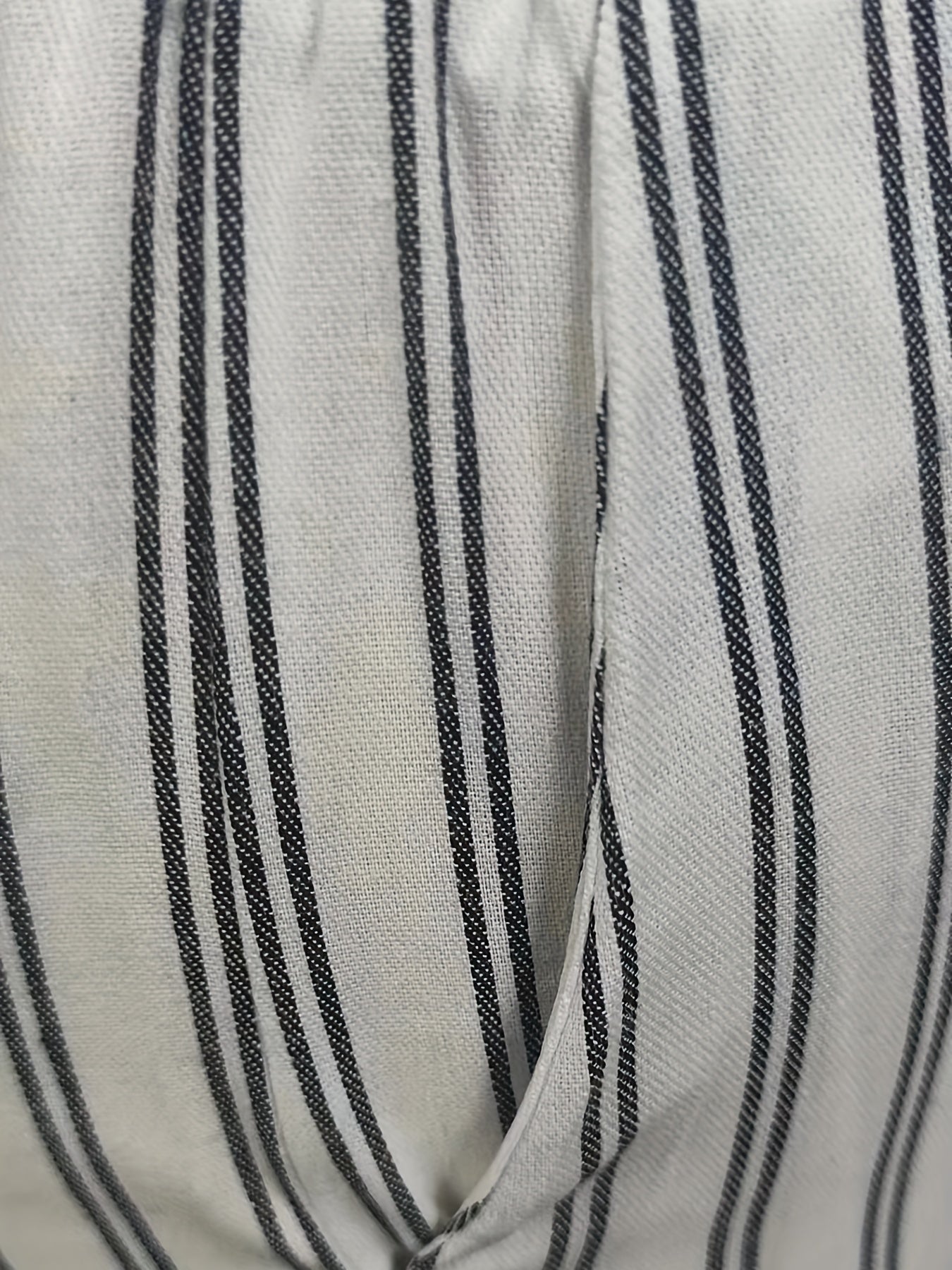  Wide Leg Trousers Stripe Print Elastic Pockets