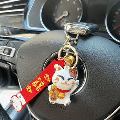 Cartoon Lucky Cat Key Chain Burger Car Key Chain Jewelry Bag Small Pendant