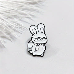 Cute Rabbit Glasses Brooch Pin Cartoon Badge for Backpacks Sweaters Jackets