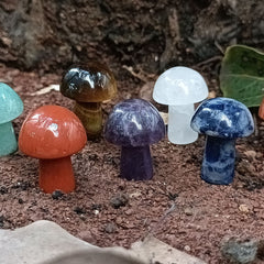 Hand Carved Mushroom Crystal Gemstone DIY Jewelry Gift