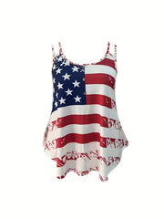  Independence Casual Tank Top with Flag Print