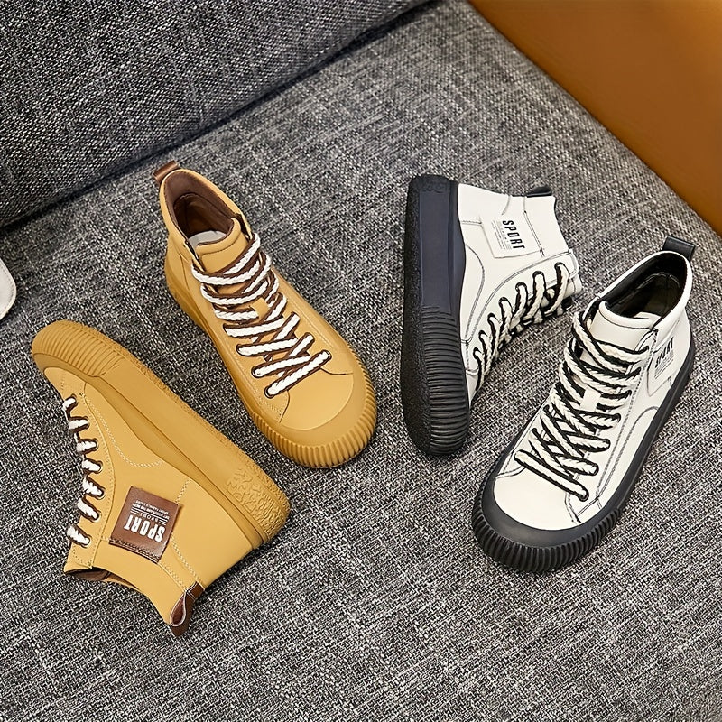 Women's Faux Leather Lace Up Sneakers Top Sport Shoes