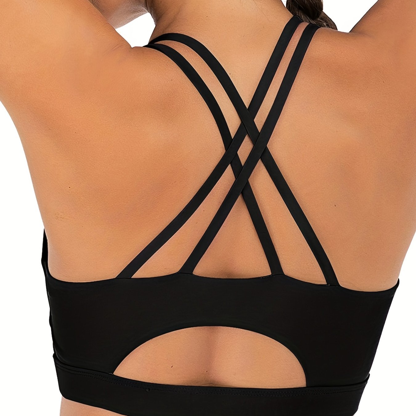 Criss Cross Straps Crop Sporty Top with Detachable Chest Pads