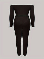  Ribbed Off Shoulder Top & Leggings Set