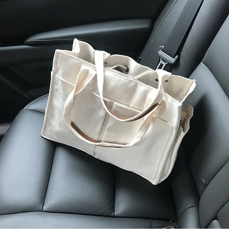 Canvas Tote Women Handbags Wide Strap Shoulder Crossbody Bags