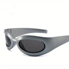 Y2K Cyberpunk Sunglasses Wrap Around UV400 Mirrored Sun Shades