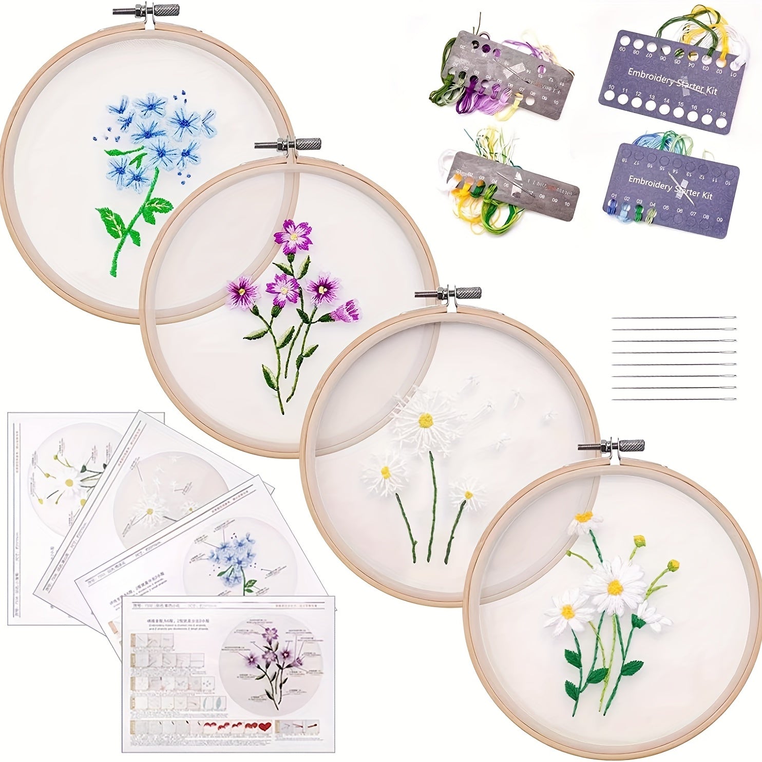 DIY Embroidery Kit for Mother's Gift - Hoop, Needles, Threads