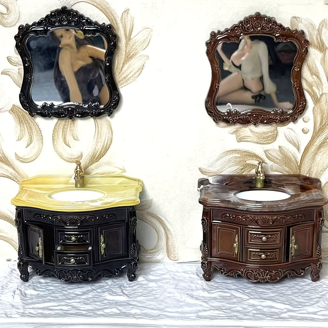 Vintage Bathroom Vanity Set with Drawers and Mirror Film Protector
