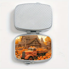 Pumpkin Pattern Printed Medicine Box Two Compartment Pill Box