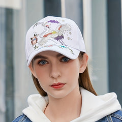 Crane Embroidery Baseball Cap Solid Cotton Dad Hat Sun Hats For Women