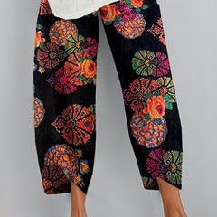 Women's Plus Floral Print Elastic Waist Pants