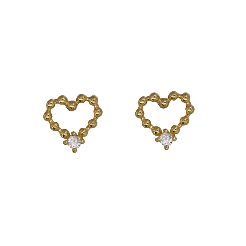 Delicate Hollow Heart Shape Stud Earrings 14K Plated