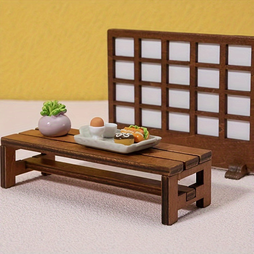 Dollhouse Retro Wooden Furniture Table Screen Ornaments