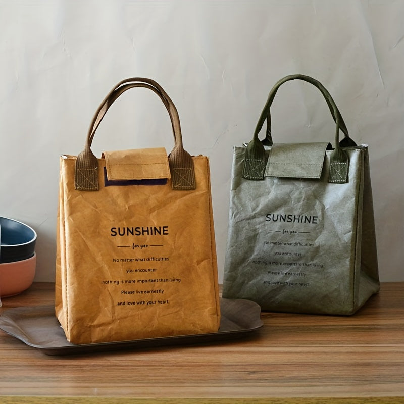 Waterproof Paper Bento Bag Insulated Lunch Box Handbag