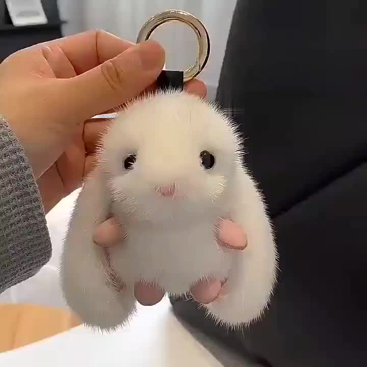 Mink Rabbit Bag Pendant High end Gift Car Keychain Halloween decor