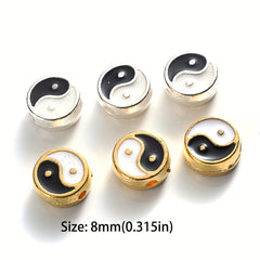 10Pcs Enamel Tai Chi Beads Yin Yang Spacer Beads For DIY Jewelry Making