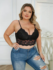  Floral Embroidery Lace Longline High Stretch Bra