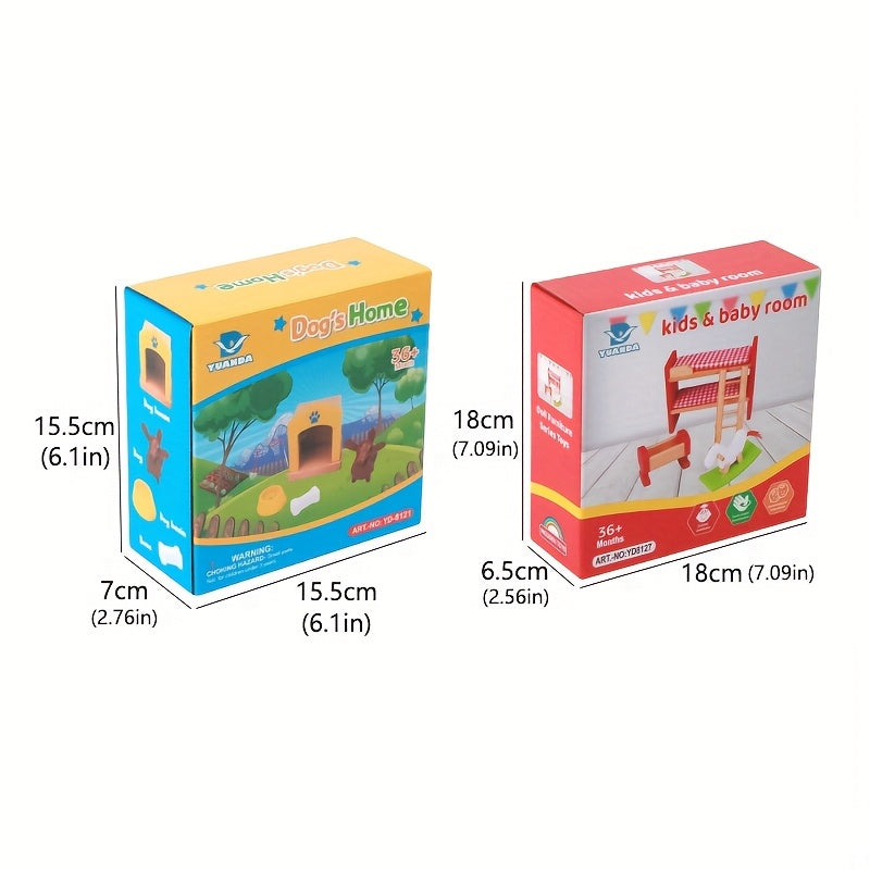 Wooden Bedroom Toys Pretend Play Home Set for Children
