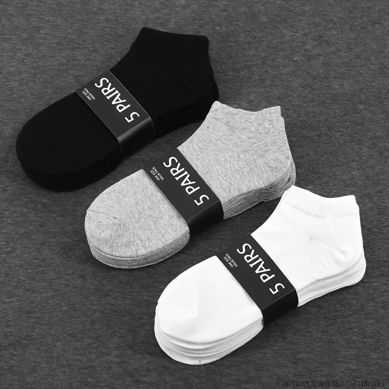 5 Pairs Breathable Low Cut Ankle Solid Socks Women's Stockings