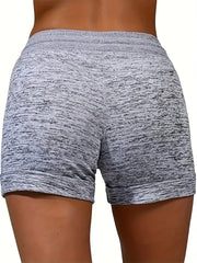Leopard Heart Drawstring Shorts with Pockets