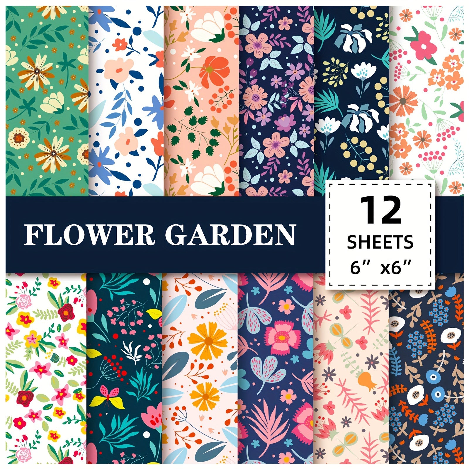 12pcs Flower Series Brochure Paper for DIY Background Scrapbook Art