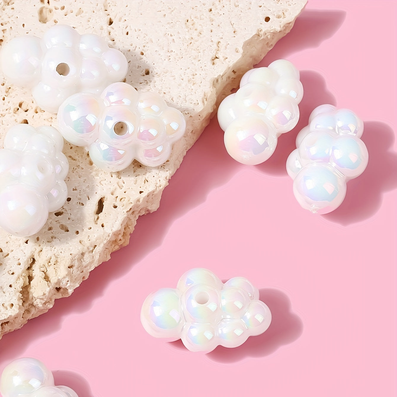8pcs Beaded Cloud Straight Hole DIY Loose Beads Accessories