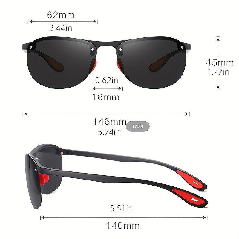 Half Frame Men's Polarized Aviator Sunglasses for Driving