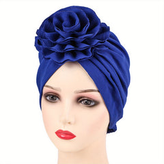 Solid Pleated Elastic Head Wrap Casual Beanie Head Scarf