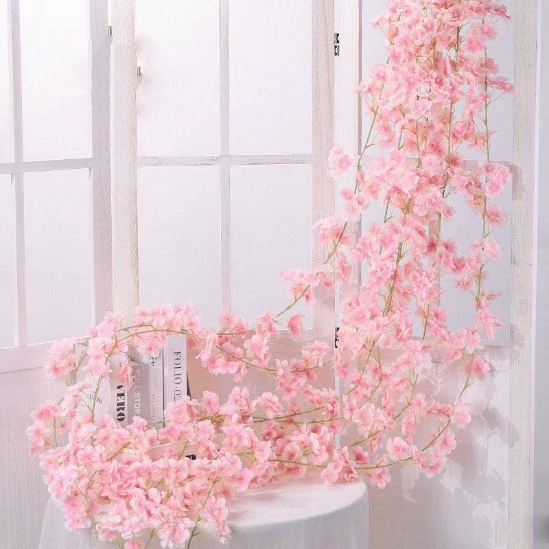 Artificial Cherry Rattan Decorative Flower Vine 70in 135pcs Flower