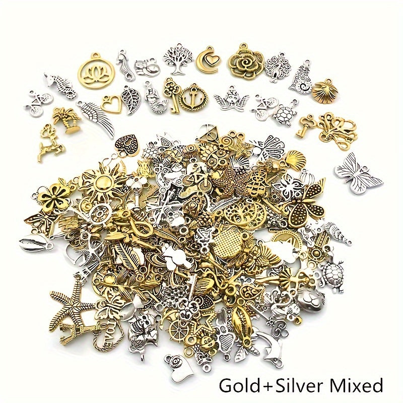 30-60pcs Alloy Silver Pendant Vintage Charms Bulk for DIY Jewelry Making