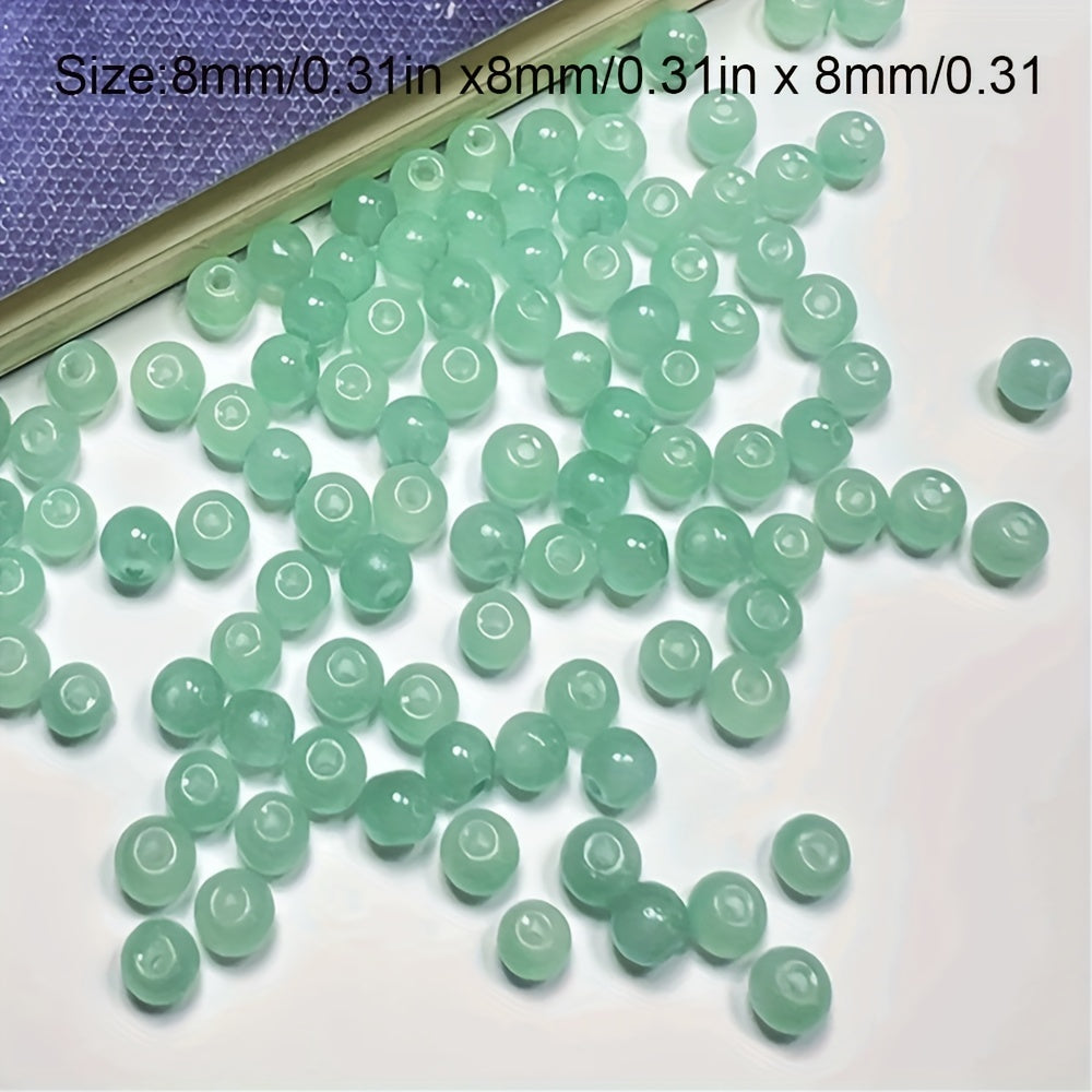 50PCS 0.32inch Natural Stone Glass Round Bead Spacer Beads