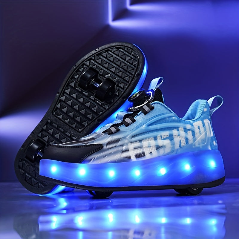 Girl's LED Roller Shoes Reflective Wheel Skate Sneakers