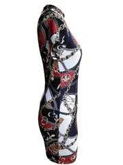 Graphic Print Slim Fit Zipper Rompers