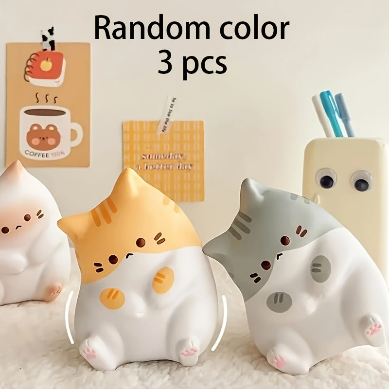 3pcs Cartoon Cat Squeeze Toys Soft Slow Rebounding Elastic Relax Toys