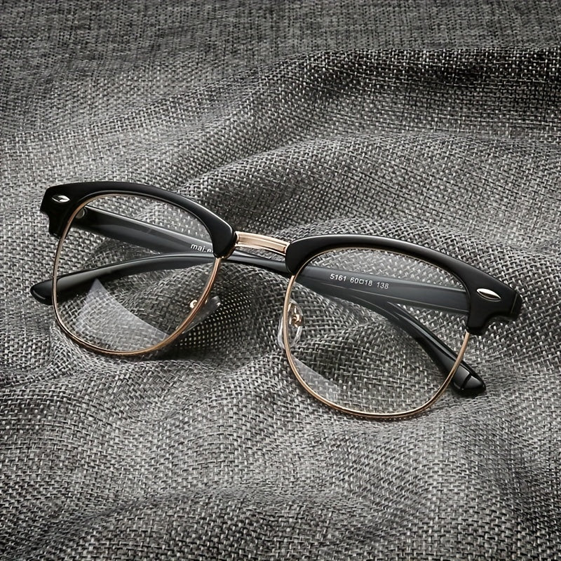 Half Rimless Clear Lens Eyeglasses Vintage Classic Light Blocking Eyeglasses