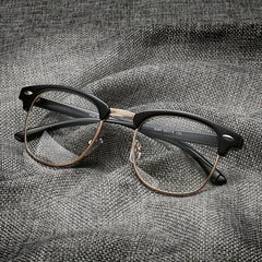Half Rimless Clear Lens Eyeglasses Vintage Classic Light Blocking Eyeglasses