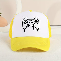 Kids Mesh Sunshade Gamepad Embroidery Baseball Cap