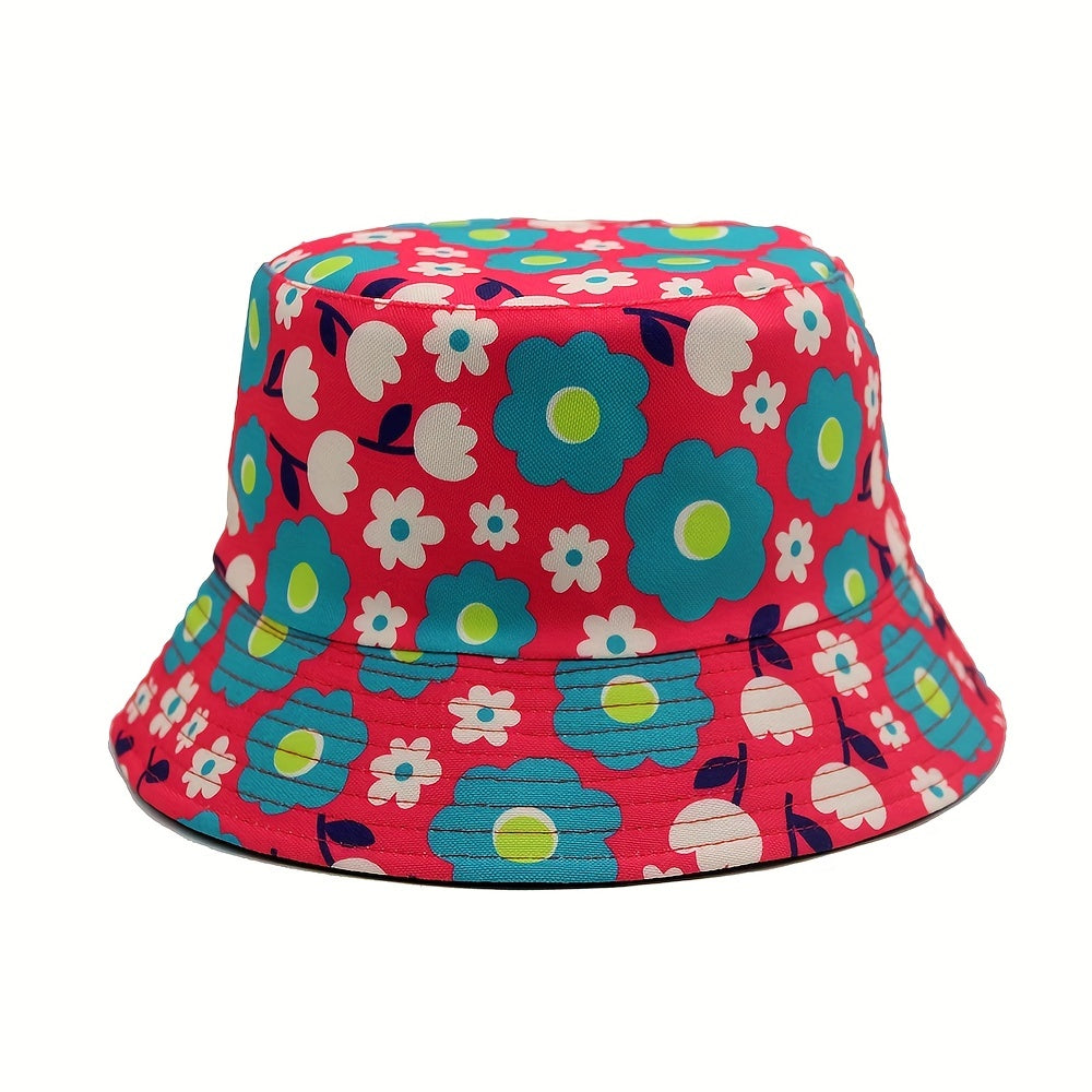 Flower Pattern Double Sided Print Sunshade Hat Men's Sun Hat