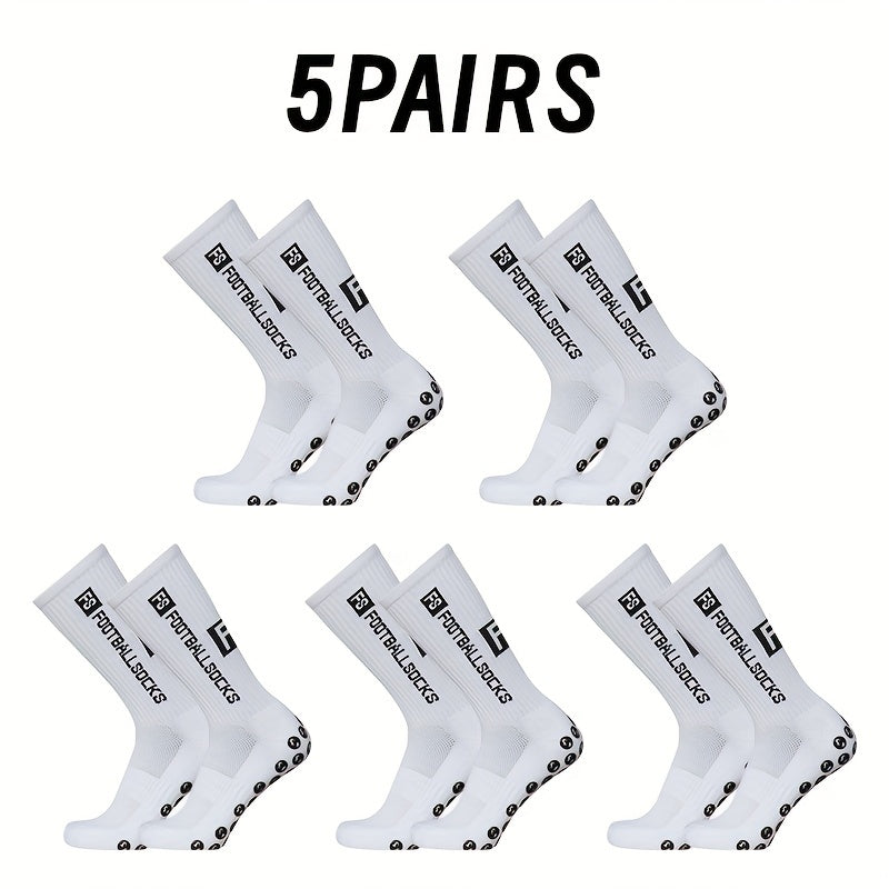5 Pairs Non-Slip Mid-Calf Football Socks